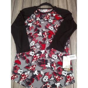 LuLaRoe Disney Minnie Mouse Randy Baseball Tee Shirt Women XS Black Gray